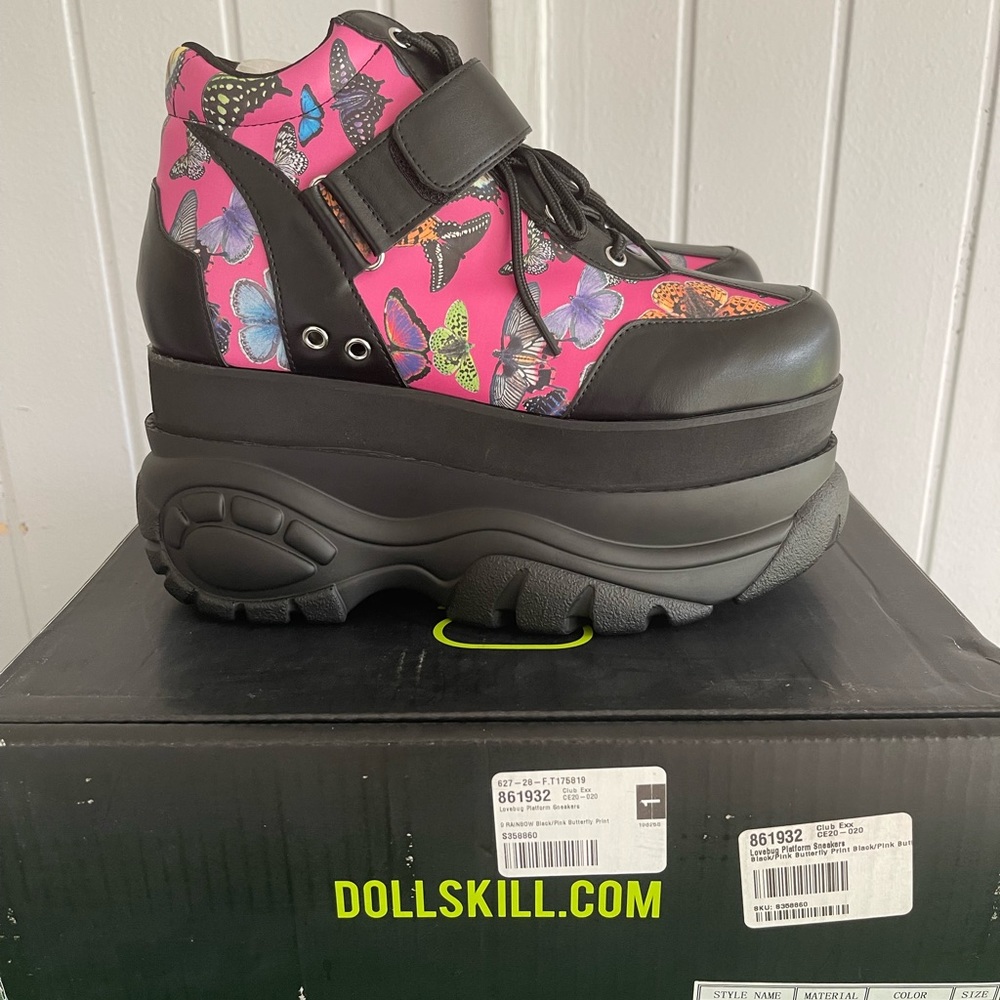 Club Exx Butterfly Print Chunky Platform Sneakers